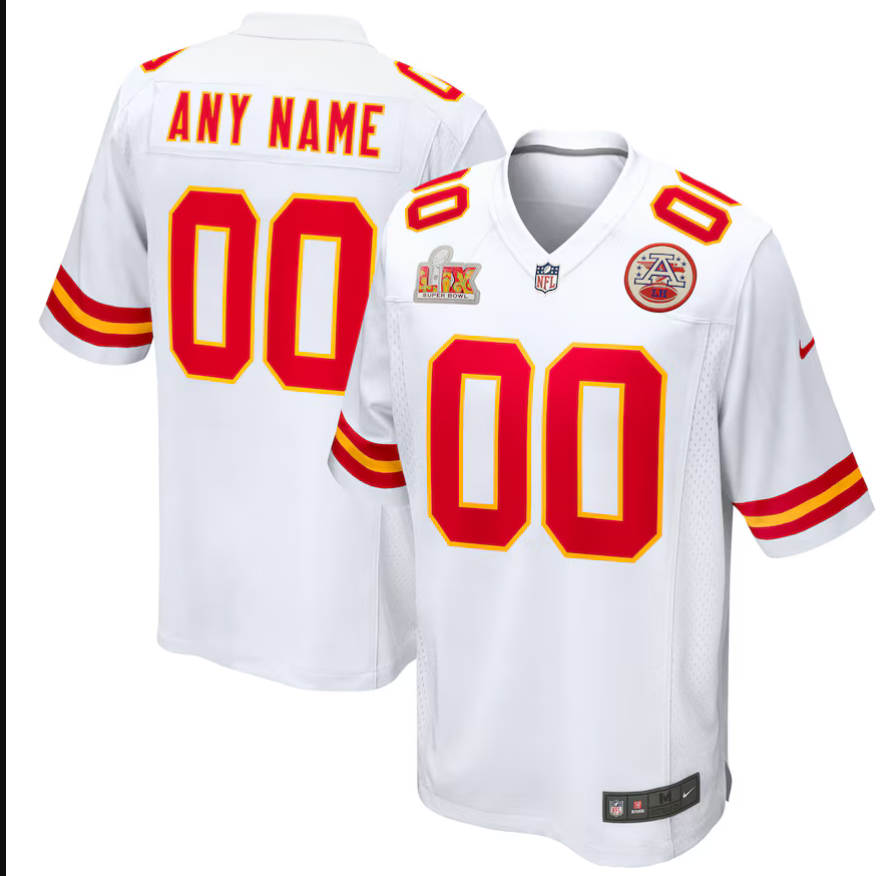 Men Kansas City Chiefs Nike White Super Bowl LIX Custom Game NFL Jersey
